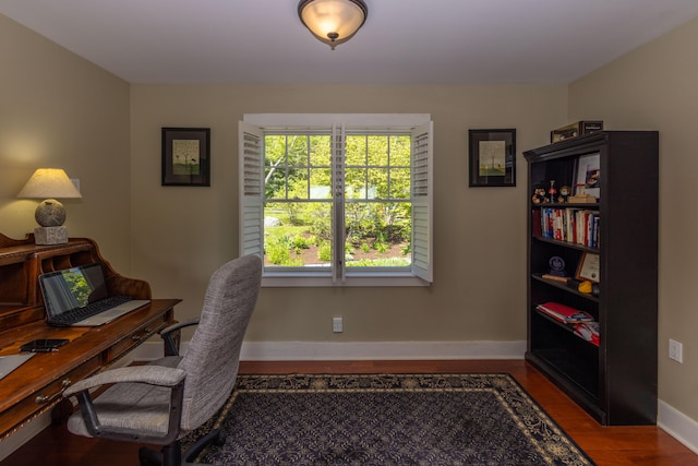 321 Beech Hill Rd, Northport, ME 04849 - office with baseboards and wood finished floors