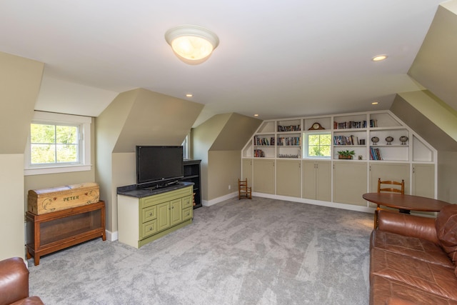 321 Beech Hill Rd, Northport, ME 04849 - bonus room featuring lofted ceiling, light carpet, and recessed lighting