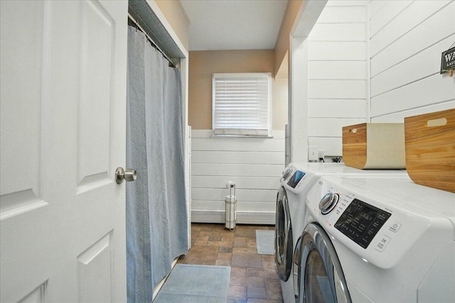 46 Jeffrey St, Lewiston, ME 04240 - laundry area with washing machine and dryer and stone finish flooring