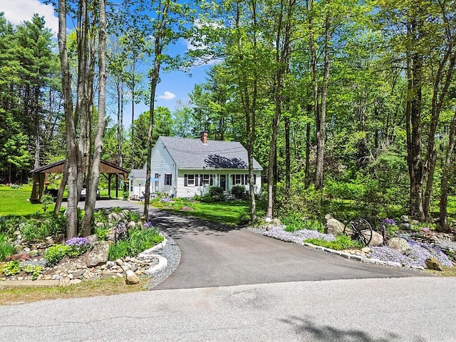 11 Lewis Rd, Sidney, ME 04330 - view of front facade with a gazebo, driveway, and a chimney