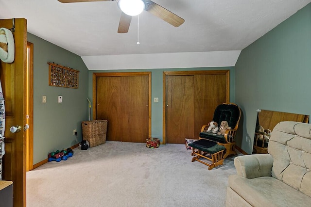 11 Lewis Rd, Sidney, ME 04330 - living area featuring carpet and ceiling fan