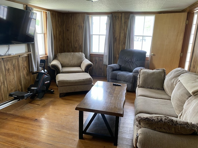 13 Main St, Cambridge, ME 04923 - living room with hardwood / wood-style floors and wooden walls