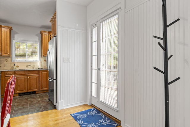 60 Barrell Ln Unit 1, York, ME 03909 - doorway featuring a sink and dark wood-type flooring