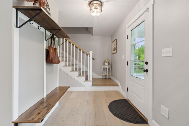 40 Sabatus Ln, Windham, ME 04062 - entryway with wood-type flooring and stairway