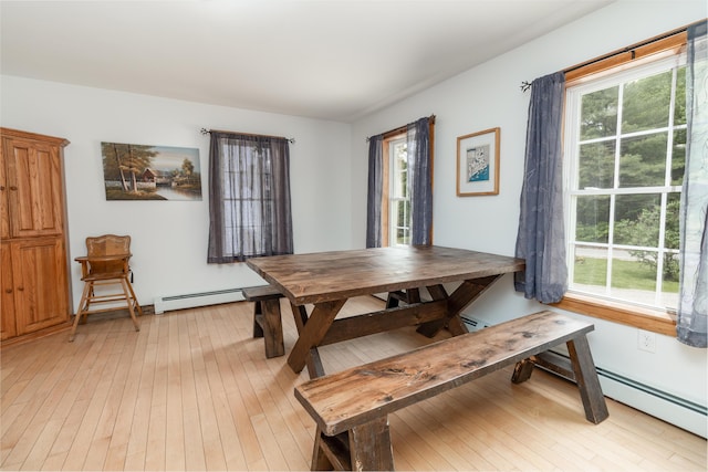310 Fields Hill Rd, Sumner, ME 04292 - dining area with a baseboard heating unit, healthy amount of natural light, and light wood-style floors