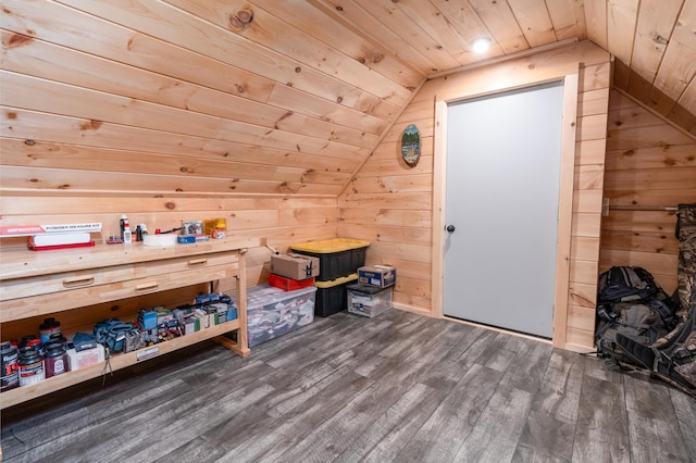 310 Fields Hill Rd, Sumner, ME 04292 - bonus room featuring lofted ceiling, wood walls, wood ceiling, and wood finished floors