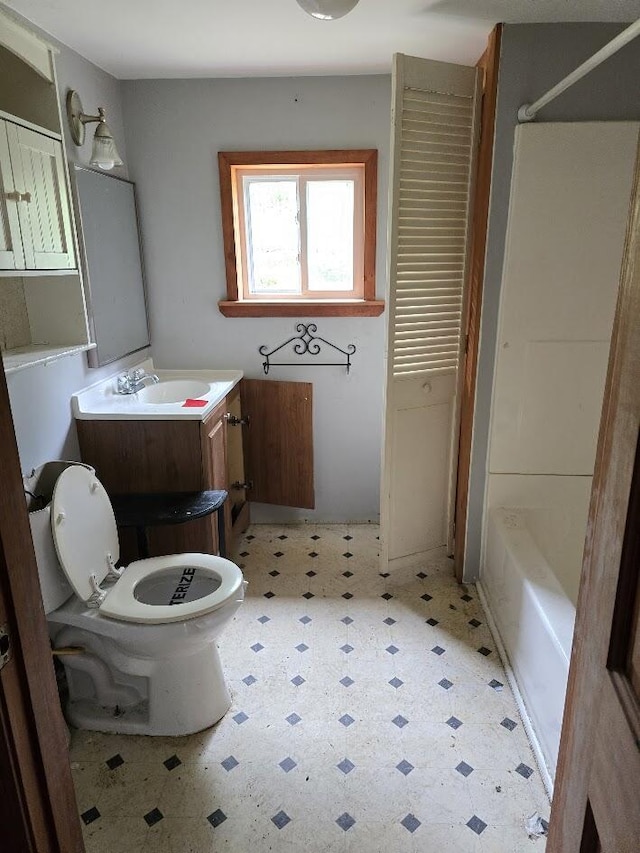 230 Todds Corner Rd, Saint Albans, ME 04971 - full bathroom with tile patterned floors, toilet, vanity, and shower / washtub combination
