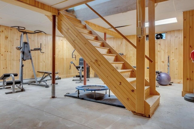 32 Milky Way Ln, Durham, ME 04222 - exercise room featuring wooden walls