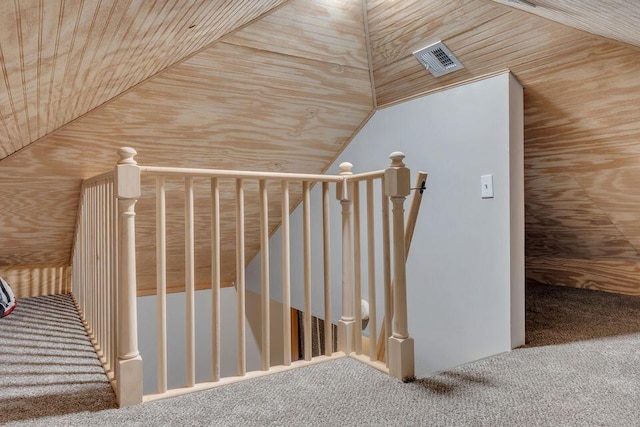 41 Sunny Ln, Sanford, ME 04073 - staircase featuring carpet flooring and vaulted ceiling