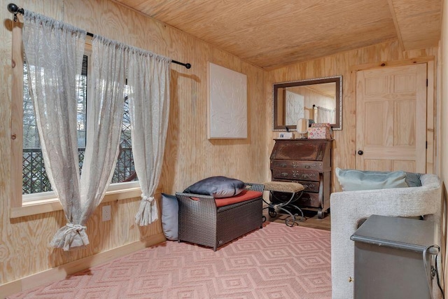 41 Sunny Ln, Sanford, ME 04073 - sitting room with wooden ceiling and wood walls