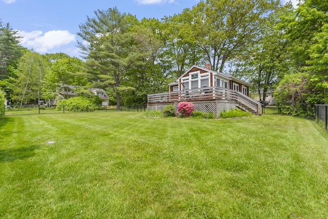 82 Littlefield Rd, Wells, ME 04090 - view of yard with a wooden deck and stairs