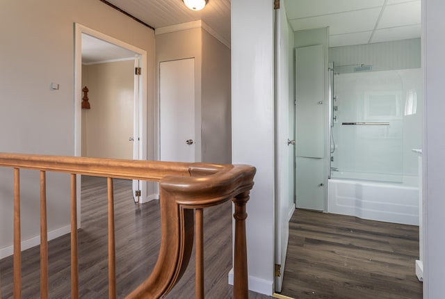 982 Main St, Grand Isle, ME 04746 - hallway with wood finished floors, ornamental molding, and baseboards