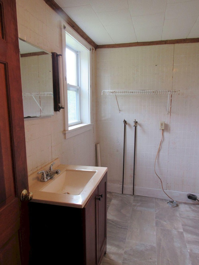 25 Moores Mill Rd, Canaan, ME 04924 - bathroom with vanity and ornamental molding
