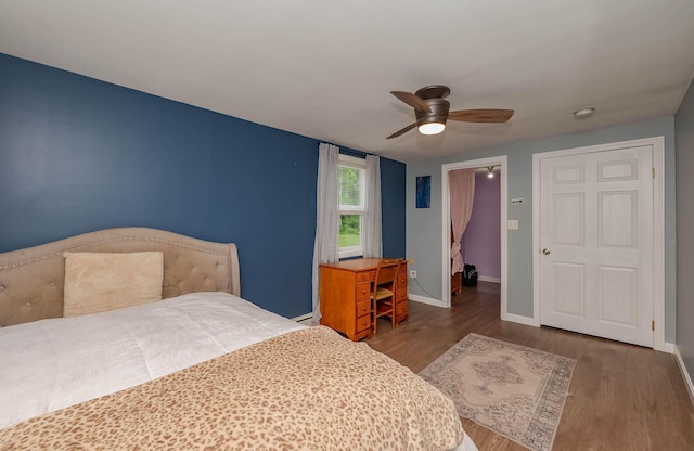 59 Milton Mills Rd, Lebanon, ME 04027 - bedroom featuring wood finished floors, baseboards, and ceiling fan