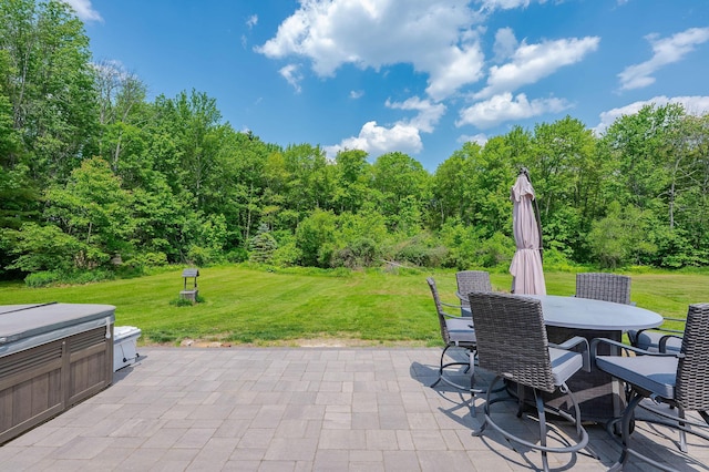 59 Milton Mills Rd, Lebanon, ME 04027 - view of patio with outdoor dining space and a view of trees