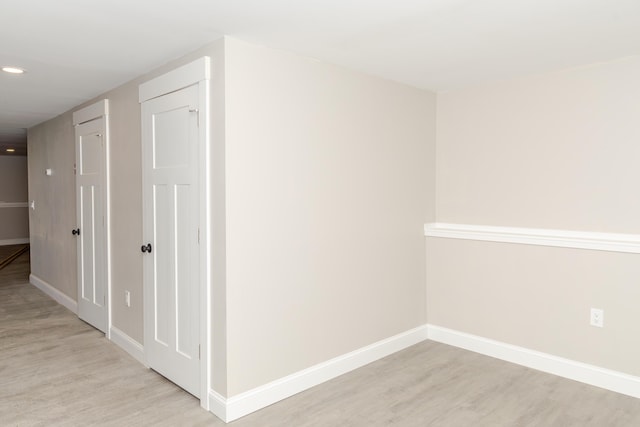 44 Bailey Rd, Cambridge, ME 04923 - hall with light wood-style floors, baseboards, and recessed lighting