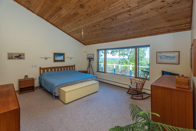 5 Spring Mountain Dr, Rockport, ME 04856 - carpeted bedroom with wood ceiling and high vaulted ceiling