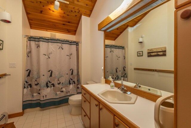 5 Spring Mountain Dr, Rockport, ME 04856 - full bath with wood ceiling, lofted ceiling, toilet, vanity, and a baseboard heating unit
