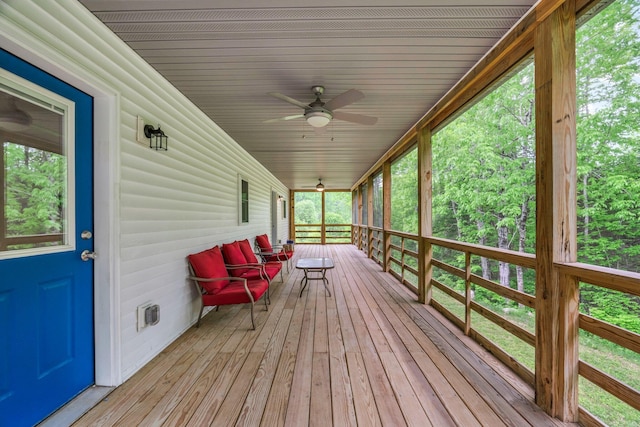 612 Airline Rd, Amherst, ME 04605 - wooden porch featuring ceiling fan