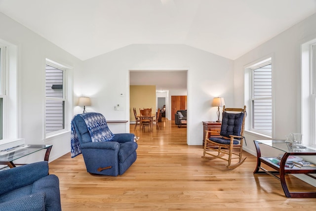 612 Airline Rd, Amherst, ME 04605 - living area featuring light wood-style floors and lofted ceiling
