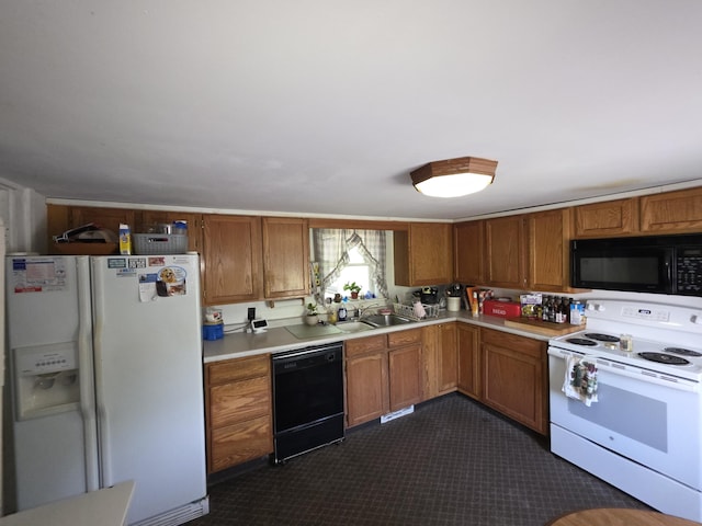 18 Cedar Ln, Belfast, ME 04915 - kitchen with black appliances, light countertops, a sink, and brown cabinets