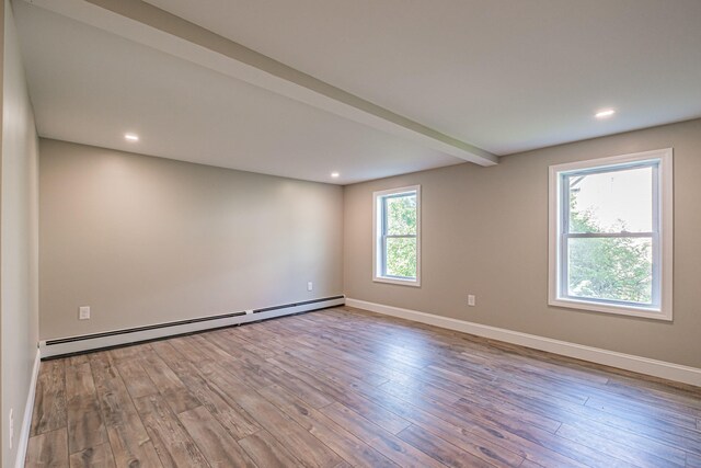 58 Pequawket Trl, Baldwin, ME 04024 - spare room with a baseboard radiator, wood finished floors, and recessed lighting