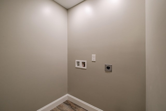 58 Pequawket Trl, Baldwin, ME 04024 - washroom with hookup for an electric dryer, washer hookup, and wood finished floors