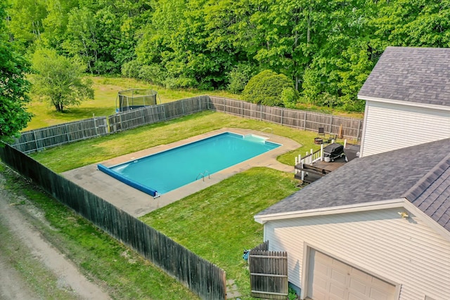 304 Main Rd N, Hampden, ME 04444 - view of swimming pool featuring a wooden deck and a view of trees