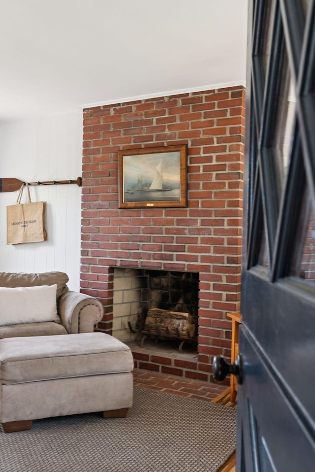 16 Marsh View Ave, Kennebunk, ME 04043 - living room with a brick fireplace