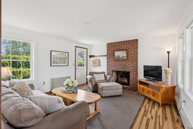 16 Marsh View Ave, Kennebunk, ME 04043 - living room with a fireplace and light wood-type flooring