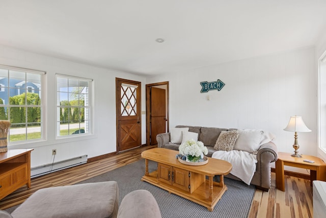 16 Marsh View Ave, Kennebunk, ME 04043 - living area with a baseboard radiator and wood finished floors