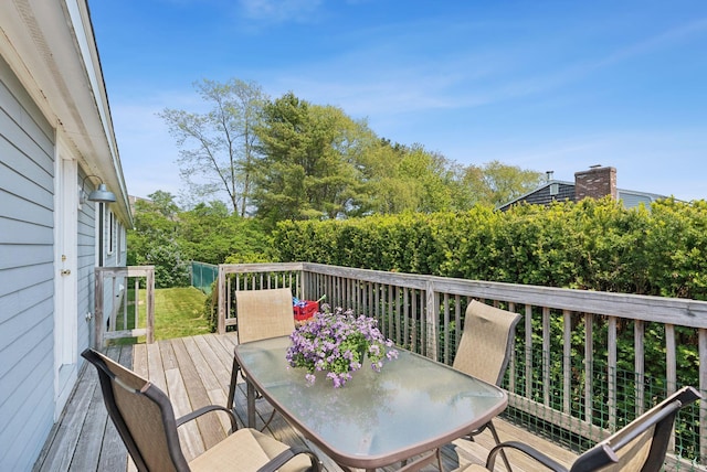 16 Marsh View Ave, Kennebunk, ME 04043 - wooden terrace featuring outdoor dining area