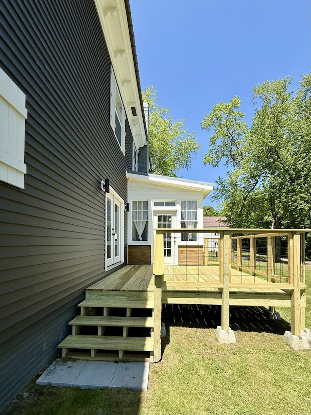 88 Union St, Calais, ME 04619 - wooden deck with a yard