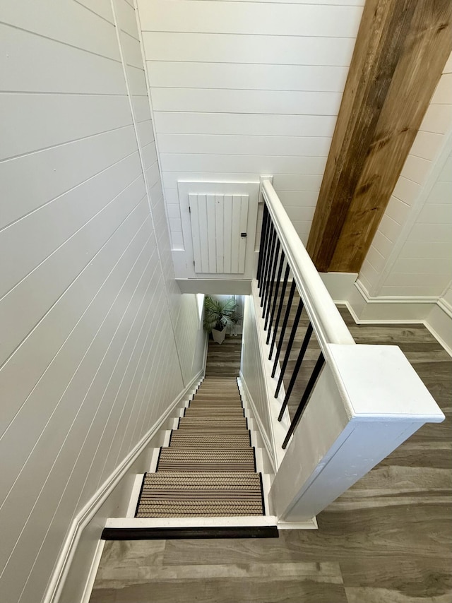 88 Union St, Calais, ME 04619 - stairway featuring wood finished floors
