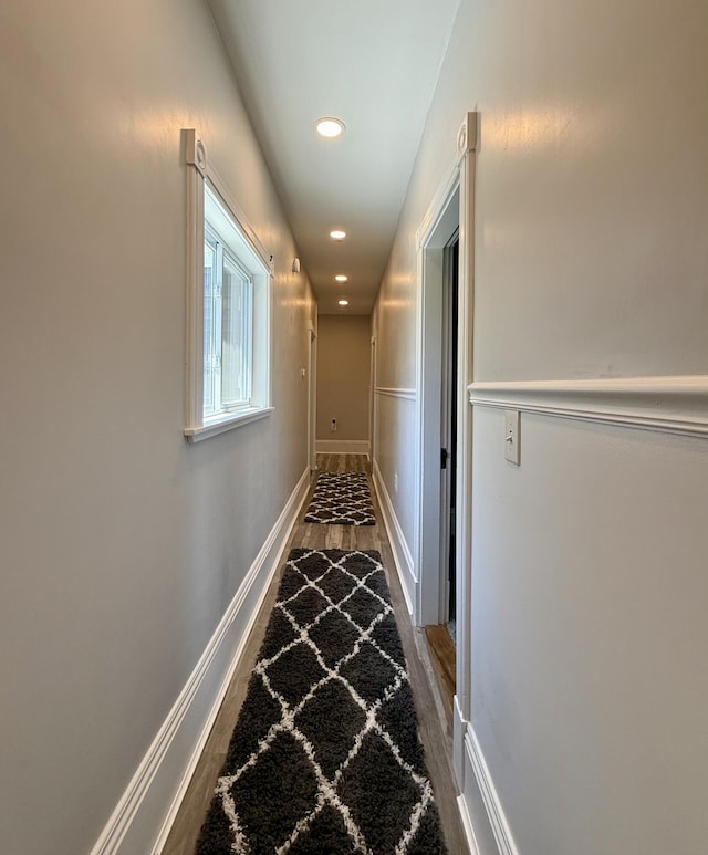 88 Union St, Calais, ME 04619 - corridor featuring wood finished floors, recessed lighting, and baseboards