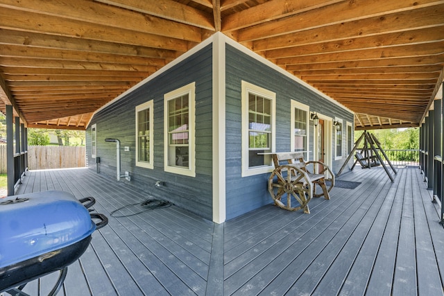 55 Mountain View Ext, Rockland, ME 04841 - wooden terrace with area for grilling