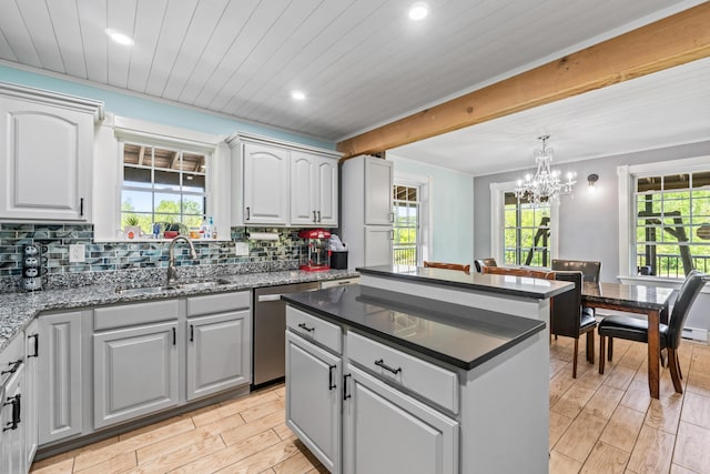 55 Mountain View Ext, Rockland, ME 04841 - kitchen featuring a sink, dishwasher, healthy amount of natural light, recessed lighting, and ornamental molding