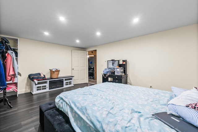 55 Mountain View Ext, Rockland, ME 04841 - bedroom with recessed lighting, dark wood-type flooring, and a closet