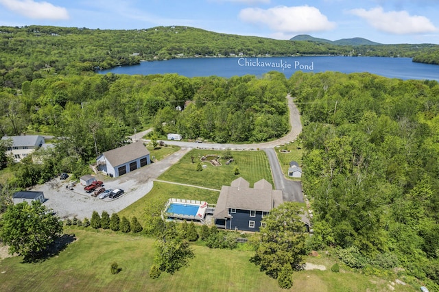 55 Mountain View Ext, Rockland, ME 04841 - drone / aerial view of a water and mountain view and a forest