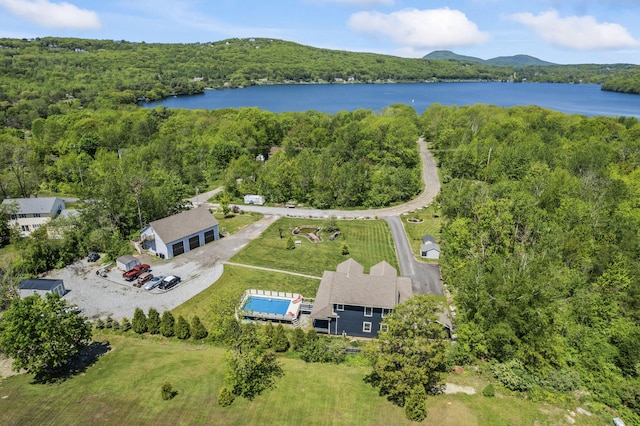 55 Mountain View Ext, Rockland, ME 04841 - drone / aerial view of a nearby body of water and a heavily wooded area