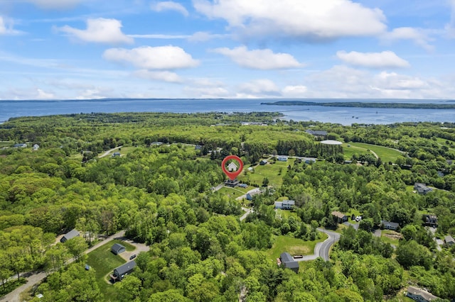 55 Mountain View Ext, Rockland, ME 04841 - drone / aerial view of a nearby body of water and a heavily wooded area