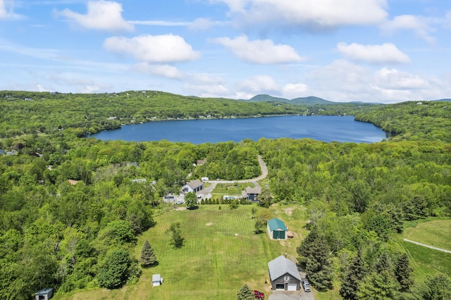 55 Mountain View Ext, Rockland, ME 04841 - bird's eye view of a water and mountain view and a heavily wooded area