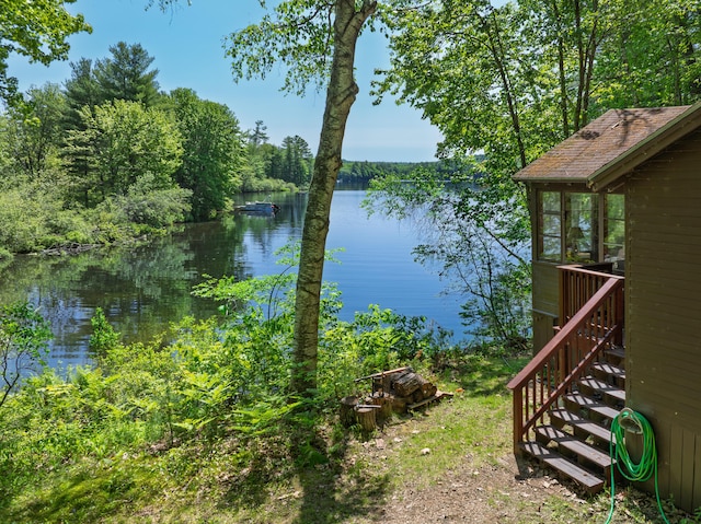 66 Myron Hall Rd, Raymond, ME 04071 - water view with stairway