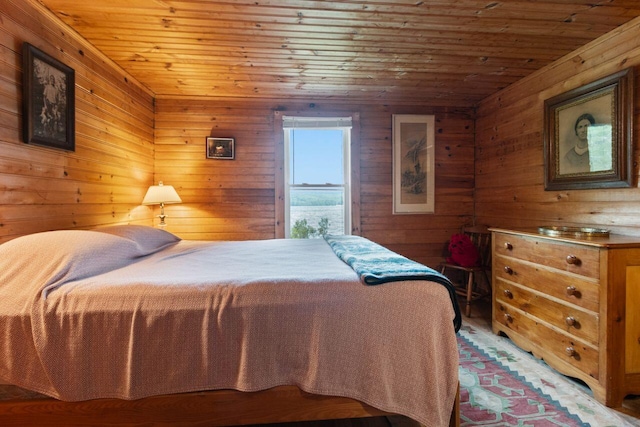 66 Myron Hall Rd, Raymond, ME 04071 - bedroom featuring wood ceiling and wood walls
