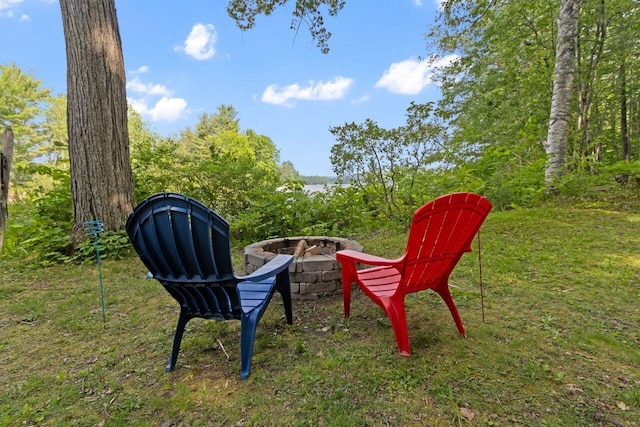 66 Myron Hall Rd, Raymond, ME 04071 - view of yard featuring an outdoor fire pit