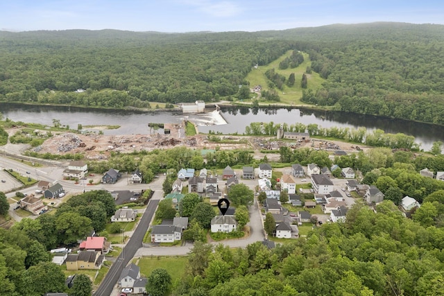9 Maple St, Jay, ME 04239 - aerial view of property and surrounding area with a forest and a large body of water