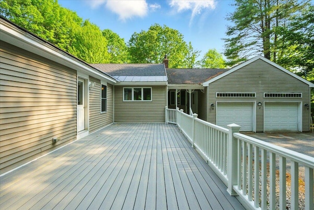 14 Goshen Ln, New Gloucester, ME 04260 - wooden terrace with a garage and asphalt driveway