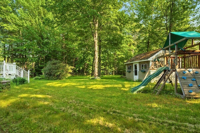 14 Goshen Ln, New Gloucester, ME 04260 - view of green lawn featuring a playground