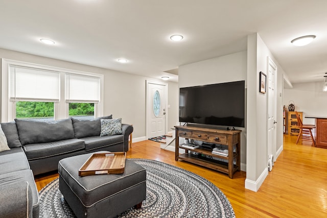 534 Summit St, Portland, ME 04103 - living area featuring light wood finished floors and recessed lighting