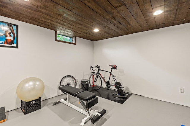 534 Summit St, Portland, ME 04103 - workout room with wood ceiling and recessed lighting